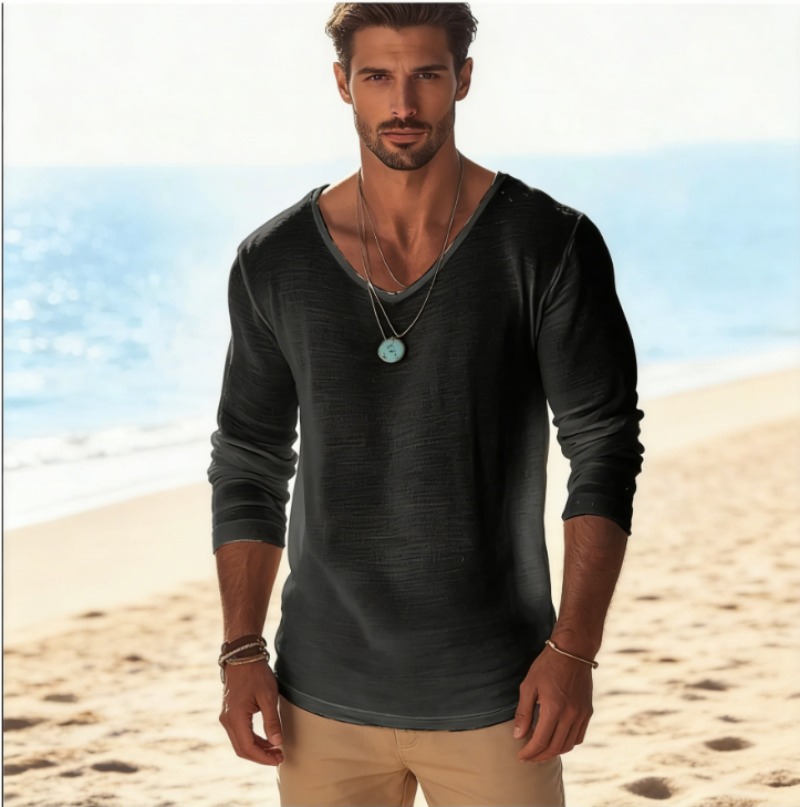 Camiseta de Manga Larga con Cu - Linen Shirt Breathable reseña y precio