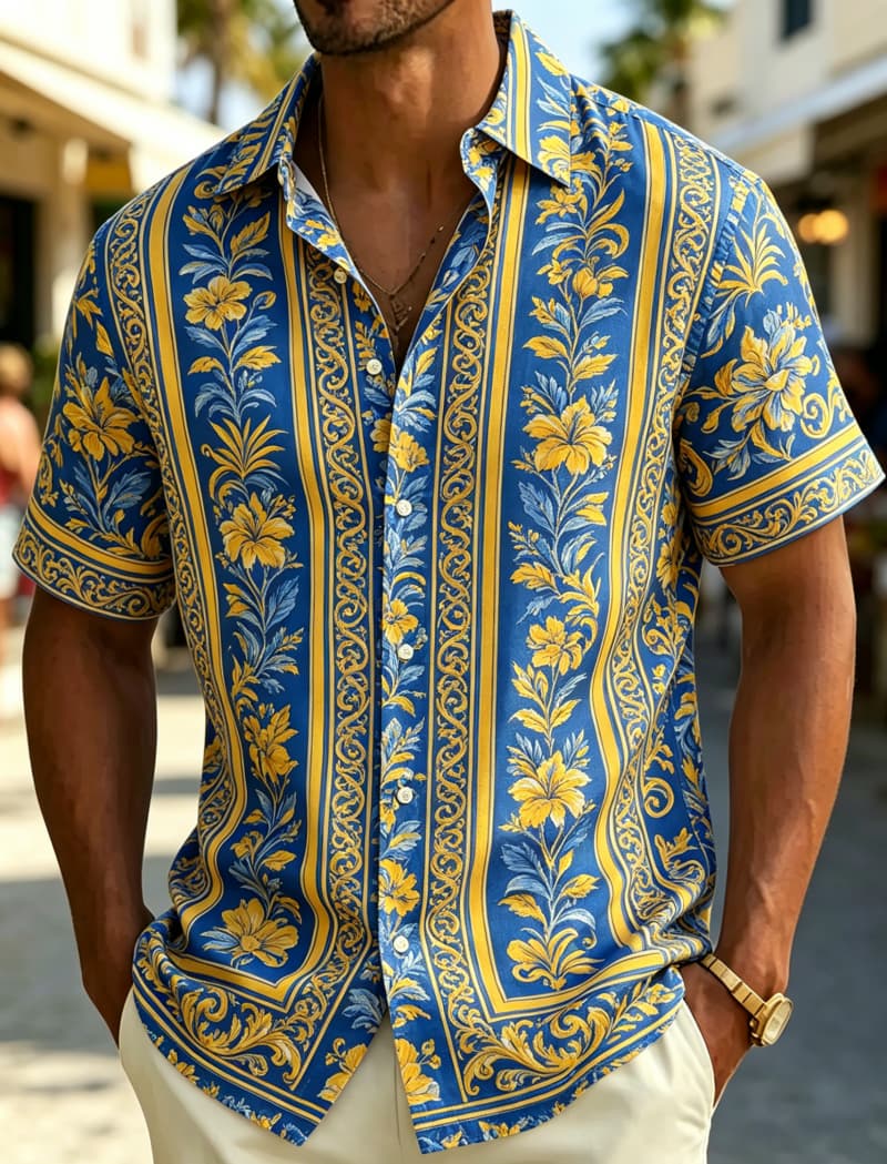 Camisa de manga corta para hom - Resort Shirt Floral reseña y precio